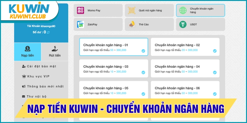 nạp tiên kuwin ngân hàng